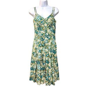 Ann Taylor Y2K Pleated Midi Dress Size 0 Cottage Twee Coquette‎ Academia Fairy
